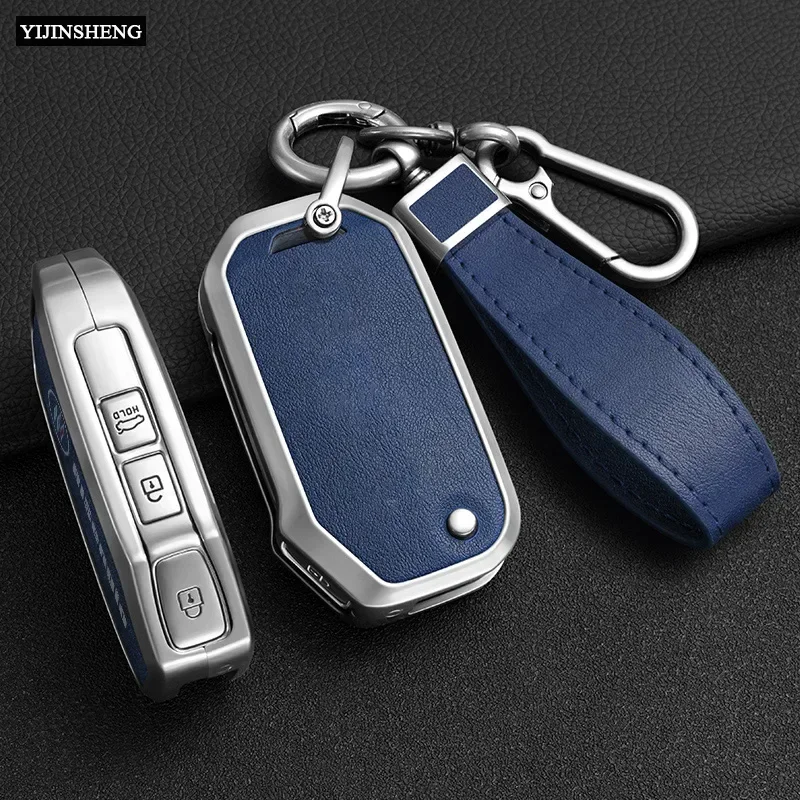 Zinc Alloy + Leather Car Key Case Cover For KIA Ceed 2023 CD Forte 2018 2019 2021 Cerato 2019 K3 Gt Seltos Sportage 2020 Sorento