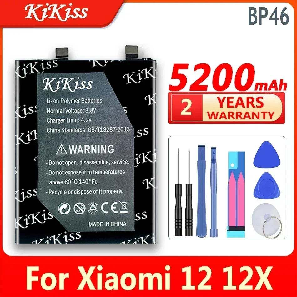 

5200mAh KiKiss High Capacity Battery BP46 BP 46 For Xiaomi 12 12X For Xiaomi12 Mobile Phone Batteries