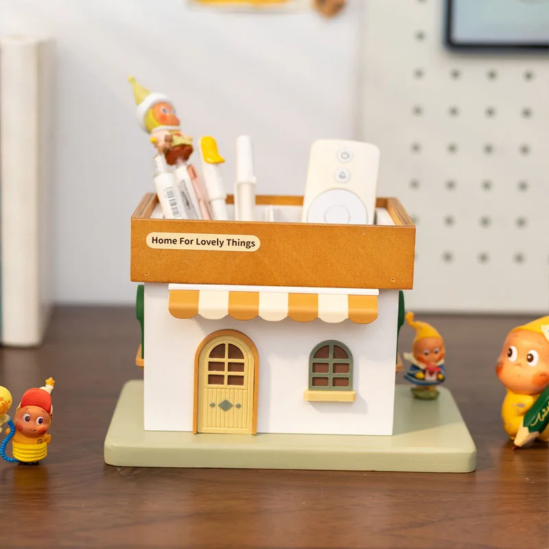Nordic Wooden House Modeling Storage Ornaments Living Room Porch Bedroom Key Jewelry Remote Control Crafts Birthday Gifts