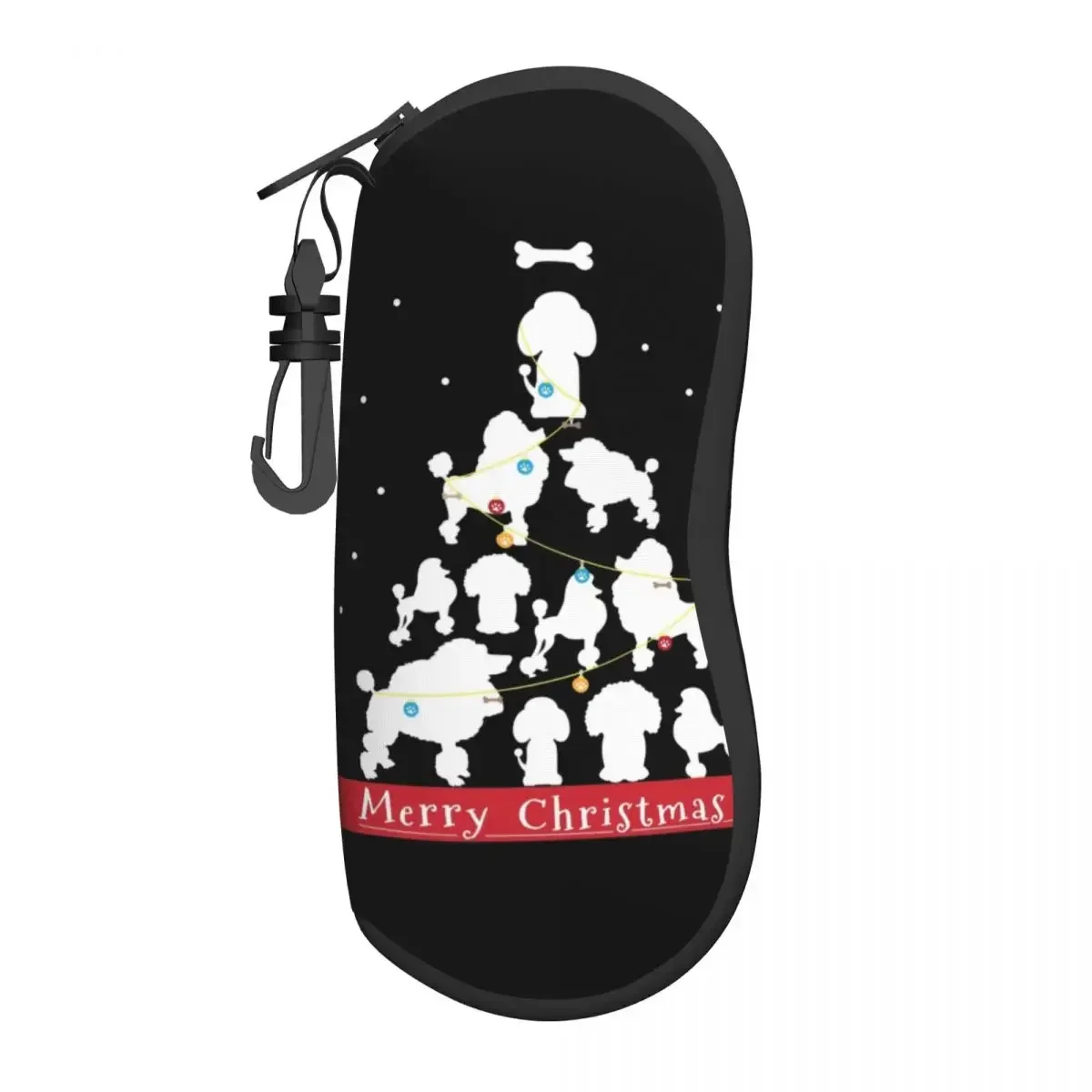 Poodle Christmas Tree Gift Sunglasses Soft Case Neoprene Zipper Pudel Caniche Shell Eyeglass Case Protective Box For Glasses