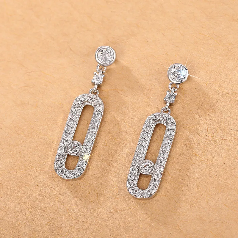 925 فضة انخفاض الأقراط الإناث مجوهرات الخطوبة مع الزركونيا الرائعة أزياء سيدة اكسسوارات الزفاف هدية