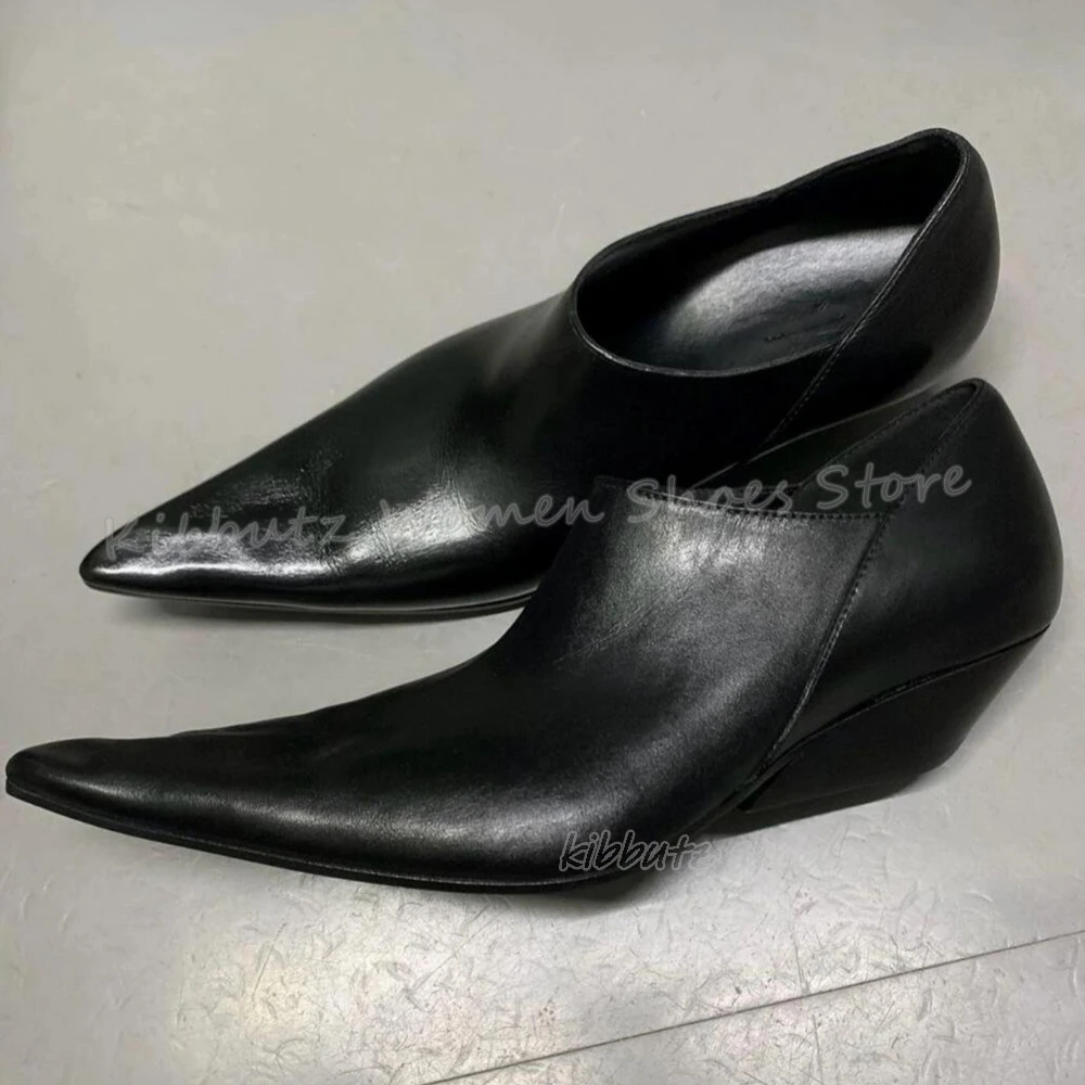 Zapatos de tacón Chelsea de piel auténtica para hombre y mujer, calzado plano puntiagudo, sin cordones, a la moda, elegante, conciso, Sexy