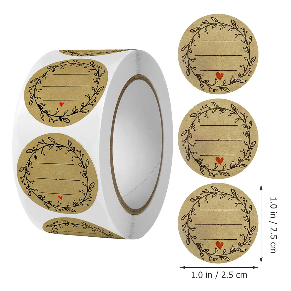 

2 Rolls Multi-Use Kraft Paper Sealing Stickers Delicate Pattern Round Seal Stickers Baking Gift Packaging Label Sticker