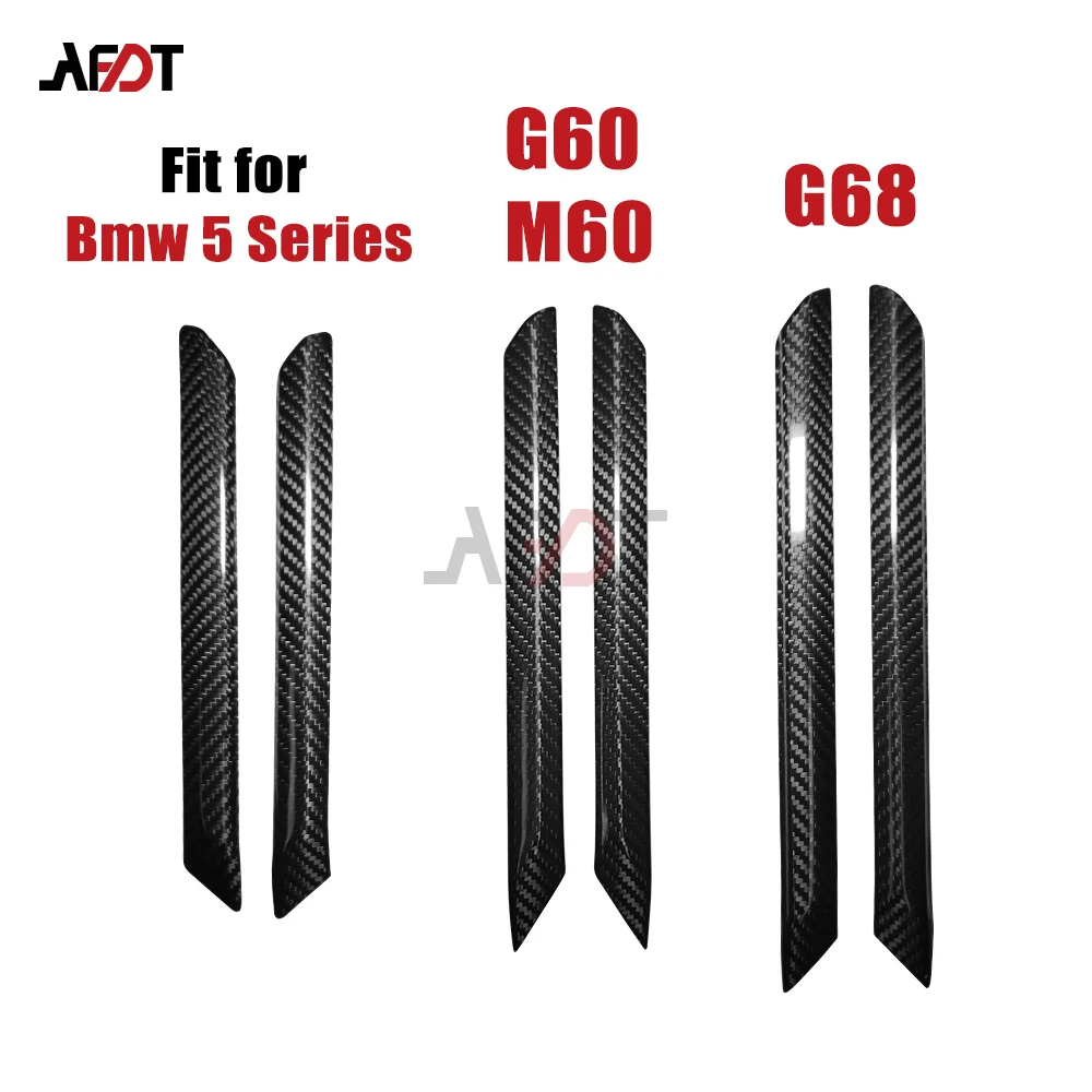 AFDT لسيارات BMW 5 Series G60 G68 I5 M60 2024 ألياف الكربون الحقيقية باب السيارة لوحة شرائط غطاء ملصقات الزخرفية الملحقات الداخلية #2