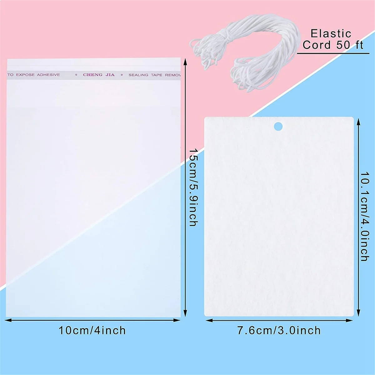 200PCS Sublimation Air Freshener Sheets Felt Air Freshener Rectangle Fragrant Sheets with Rope for Car Decoration