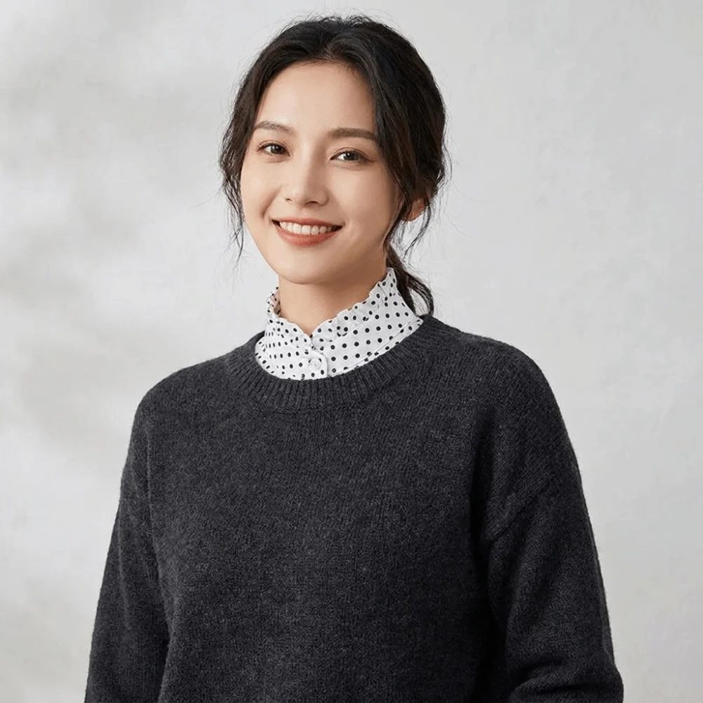 Adjustable Strap Polka Dot Shirt Collar Half Collar Design Ruffle Stand Detachable Fake Collar Convenient Lightweight