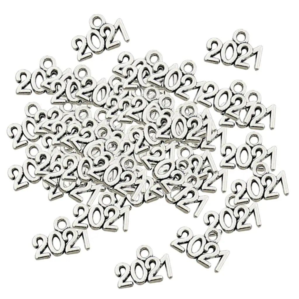 Antique Silver Alloy Number Pendants with Bail for Jewelry Making Craft Projects and Educational Toy Accessories