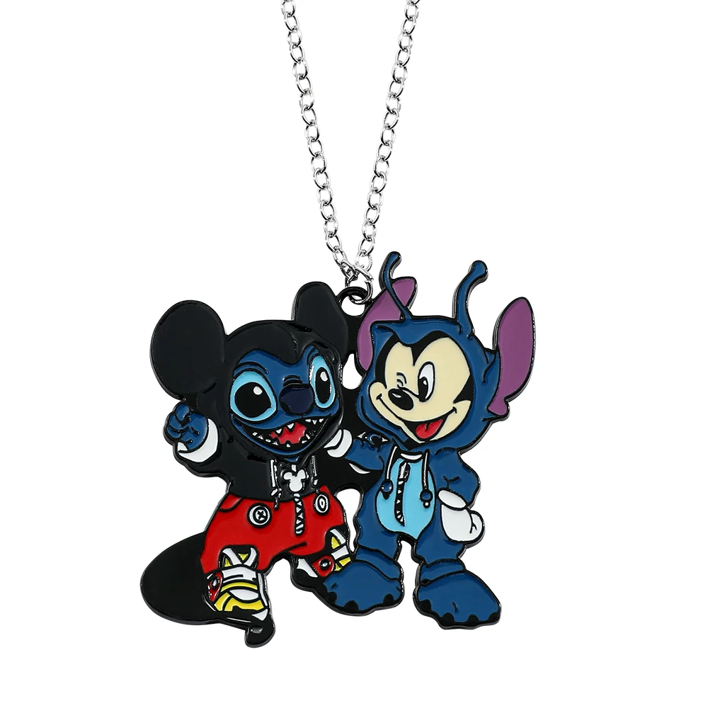 

Disney Classic Fashion Anime MickeyMouse Necklace Kawaii Cartoon Anime Figure Enamel Pendant Accessories Stitch Pendant Necklace