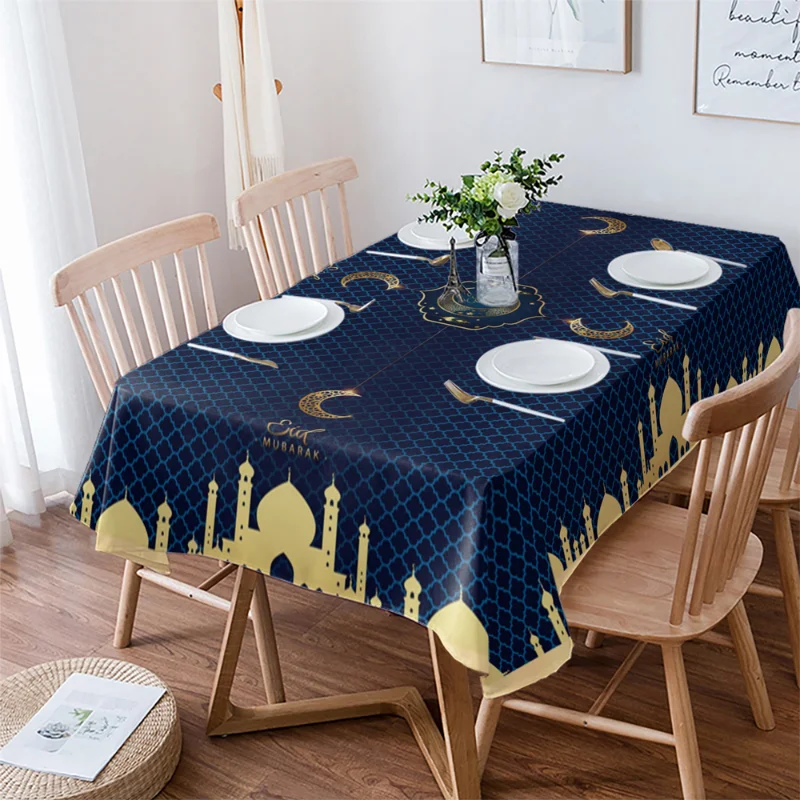 Eid Decoration Tablecloth Waterproof Mosque Ramadan Mubarak Muslim Ramadan Party Placemat Tablecloth Home Festival Decor