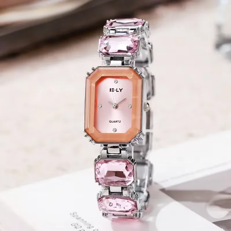 Big Colorful Diamond Quartz Watch for Women Fashion Ladies Luxury Gift Wristwatch Famous Rhinestone Strap Clock Dropshipping