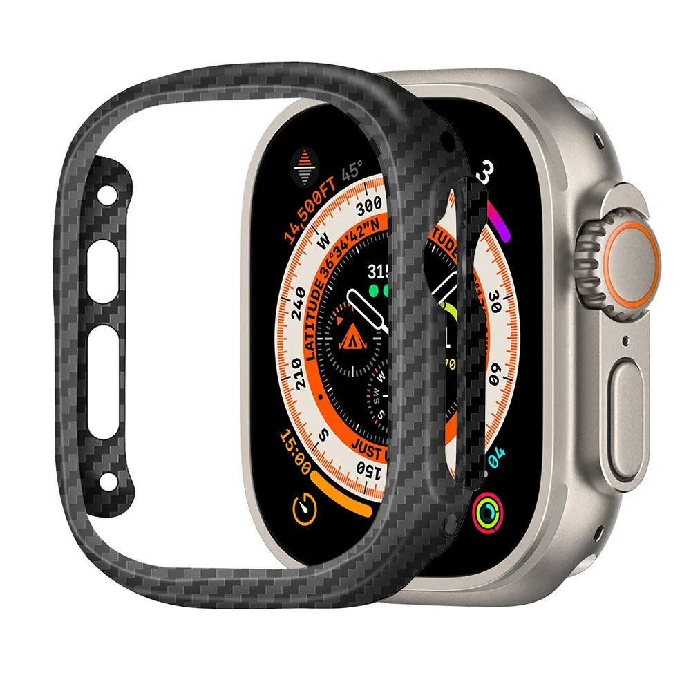 Kevlar Carbon Fibre Thin Case For Apple Watch Ultra 49mm Aramid Fiber Cover for Apple Ultra1/2/3 49MM Protective Cover