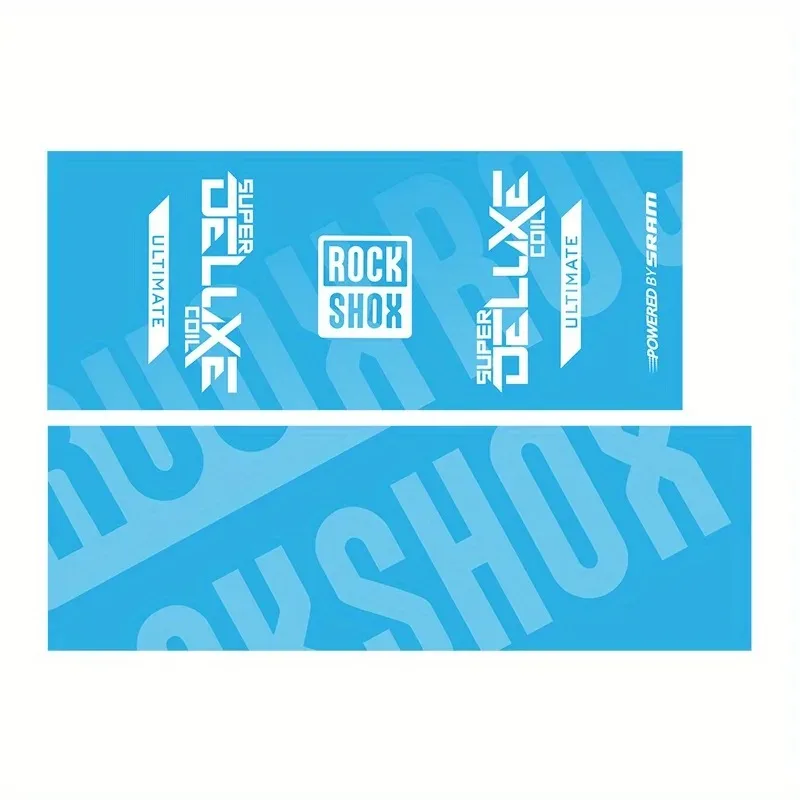 مجموعة من ملصقات ملف rockshox SUPER DELUXE لعام 2021 مع قطعتين من العجلات الأمامية والخلفية، ملصق الصدمات الخلفي للدراجة الجبلية AM DH
