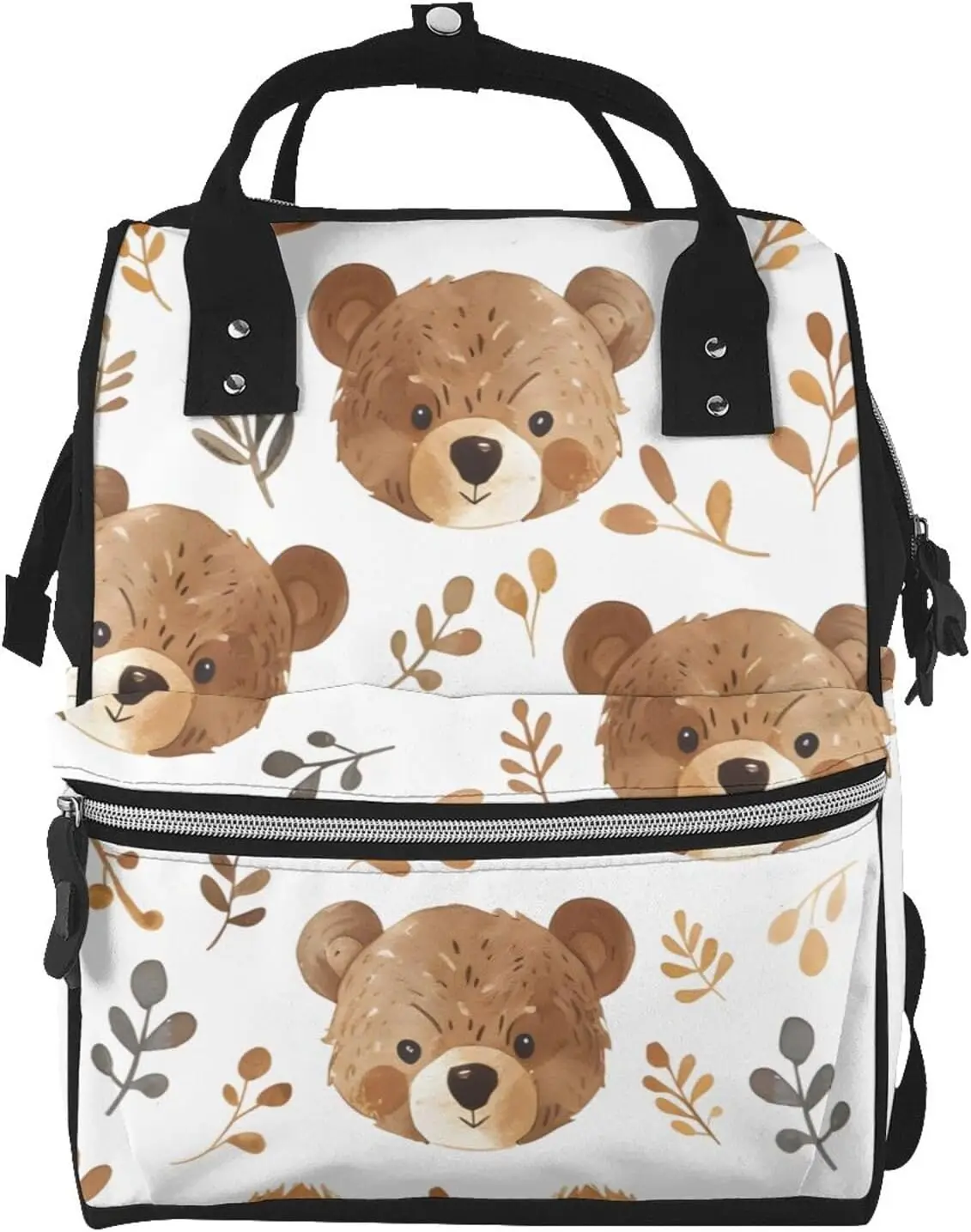 

Cutw Bear Print Diaper Bag Backpack for Women Multifunction Travel Nappy Bag Backpacks Large Capacity for Mom Dad Travel