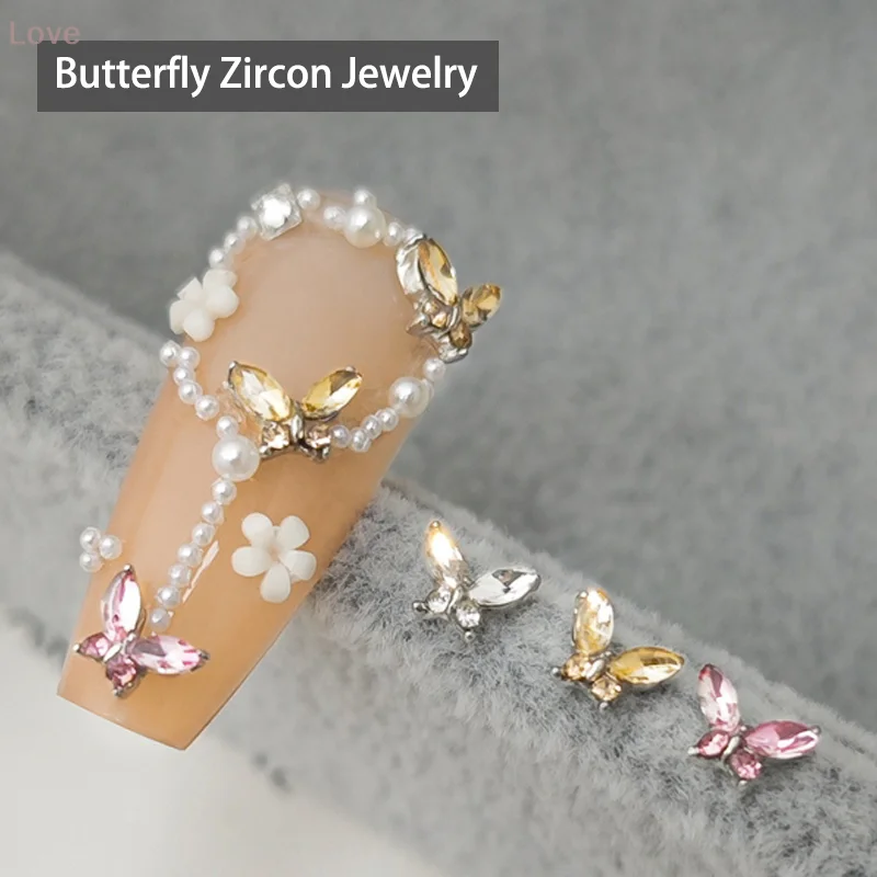 [L&P] 10pcs Bow Knot Glitter Nail Charms Butterflies Assortment Resin 3d Nail Art Decoration Studs Accessories Supplies Women