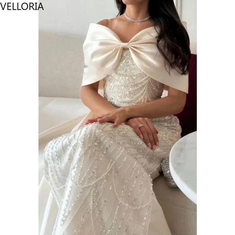 أنيقة مطرز الكرة ثوب قبالة الكتف مساء اللباس الفاخرة الترتر حزب اللباس Vestdos دي فييستا مخصص