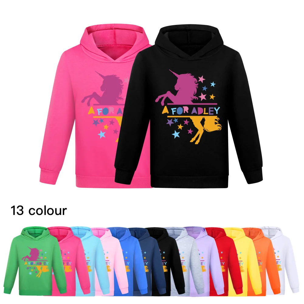 Newly Arrived Children A for Adley Print Clothes Autumn Hoodies Boy Coat Girls Sweatshirts Kids Long Sleeve T-Shirts Hooded Top