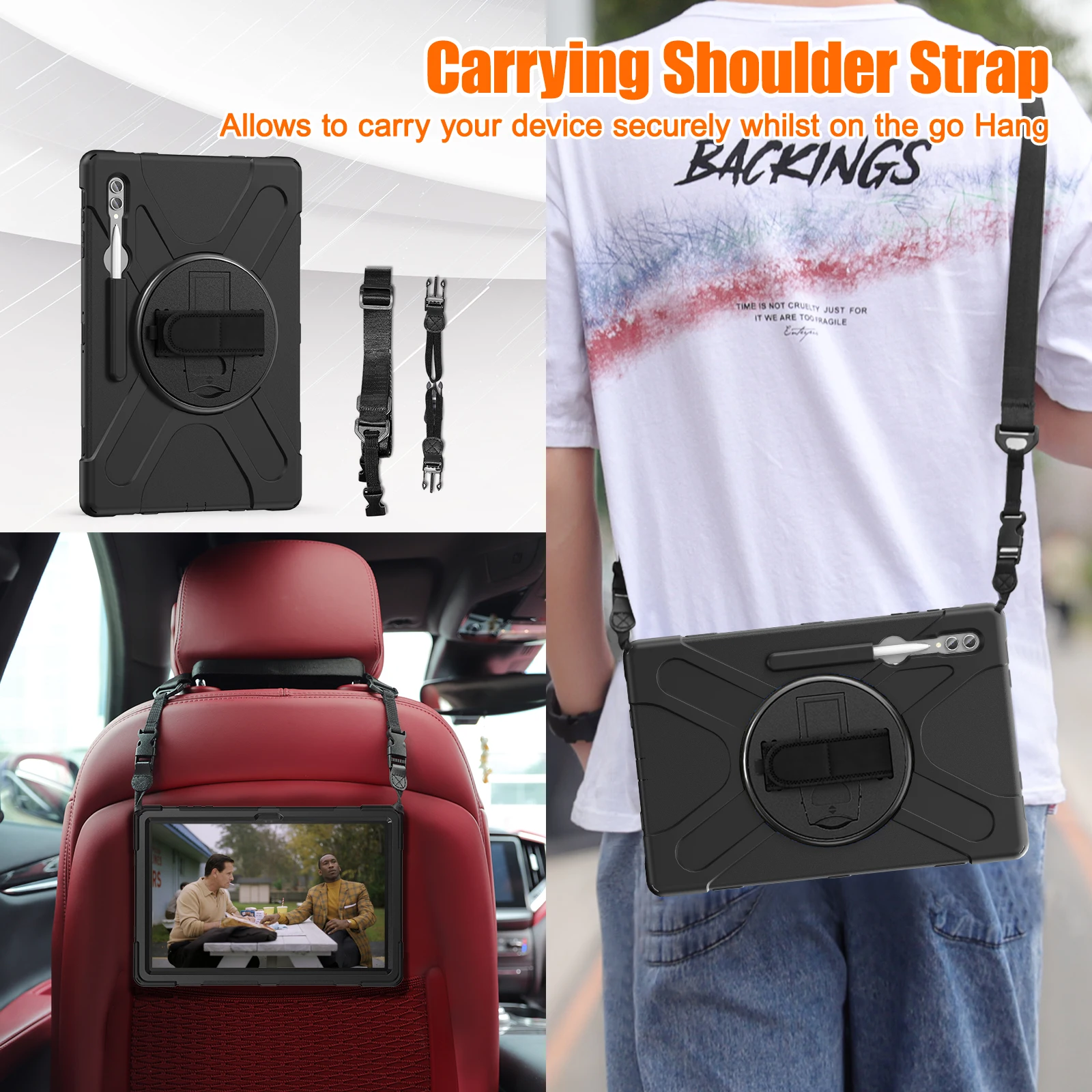 Heavy Duty Case Universal For Galaxy Tab S10 S9 S8 Ultra 14.6" SM-X920 X926B X910 X916B X900 X906B Rotatable Stand Hybrid Cover