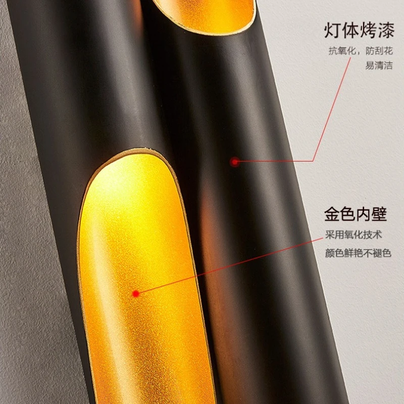 الأمريكية طائرة الخيزران أنبوب مصابيح الحائط الرجعية النمط الصناعي الألومنيوم مطعم مقهى الممر LED الشمعدانات الإنارة #6