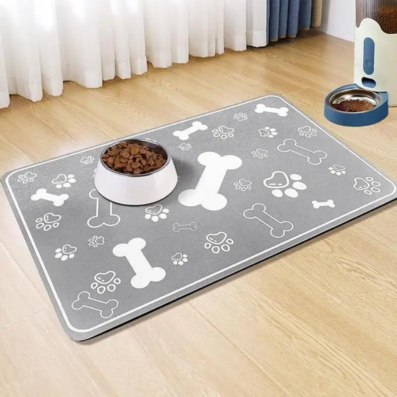 .Diatomaceous Mud Absorbent Pet Placemat For Food And Water Bowl With Waterproof Quick-Dry Rubber Backing Non-Slip Home Pet Mat