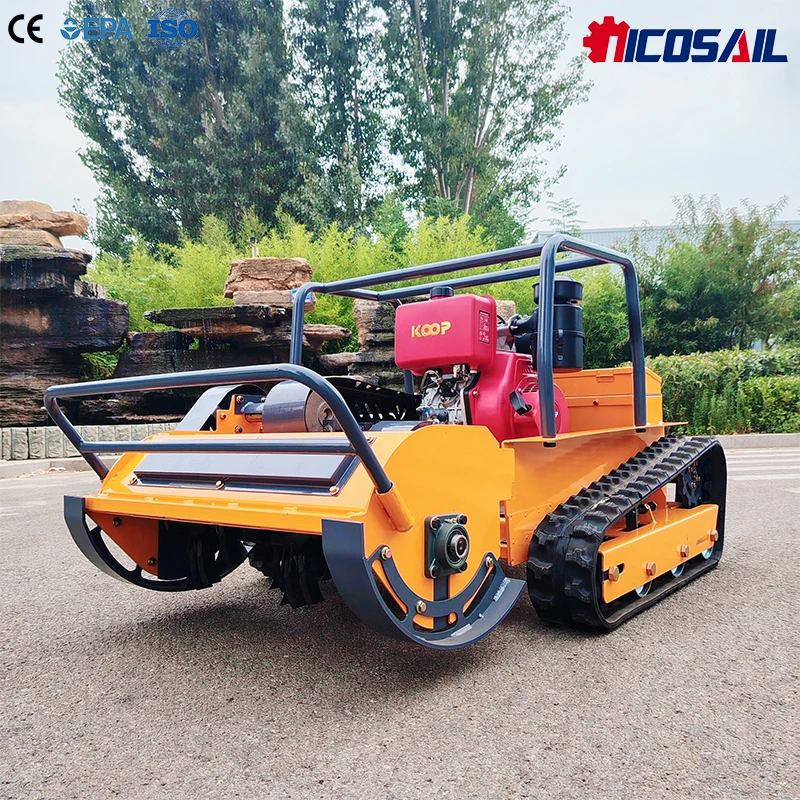 HS800 Remote Control Lawn Mower Crawler Type Brush Cutter Machine for Large Area Grass Cutting Farm Orchard Park Maintenance