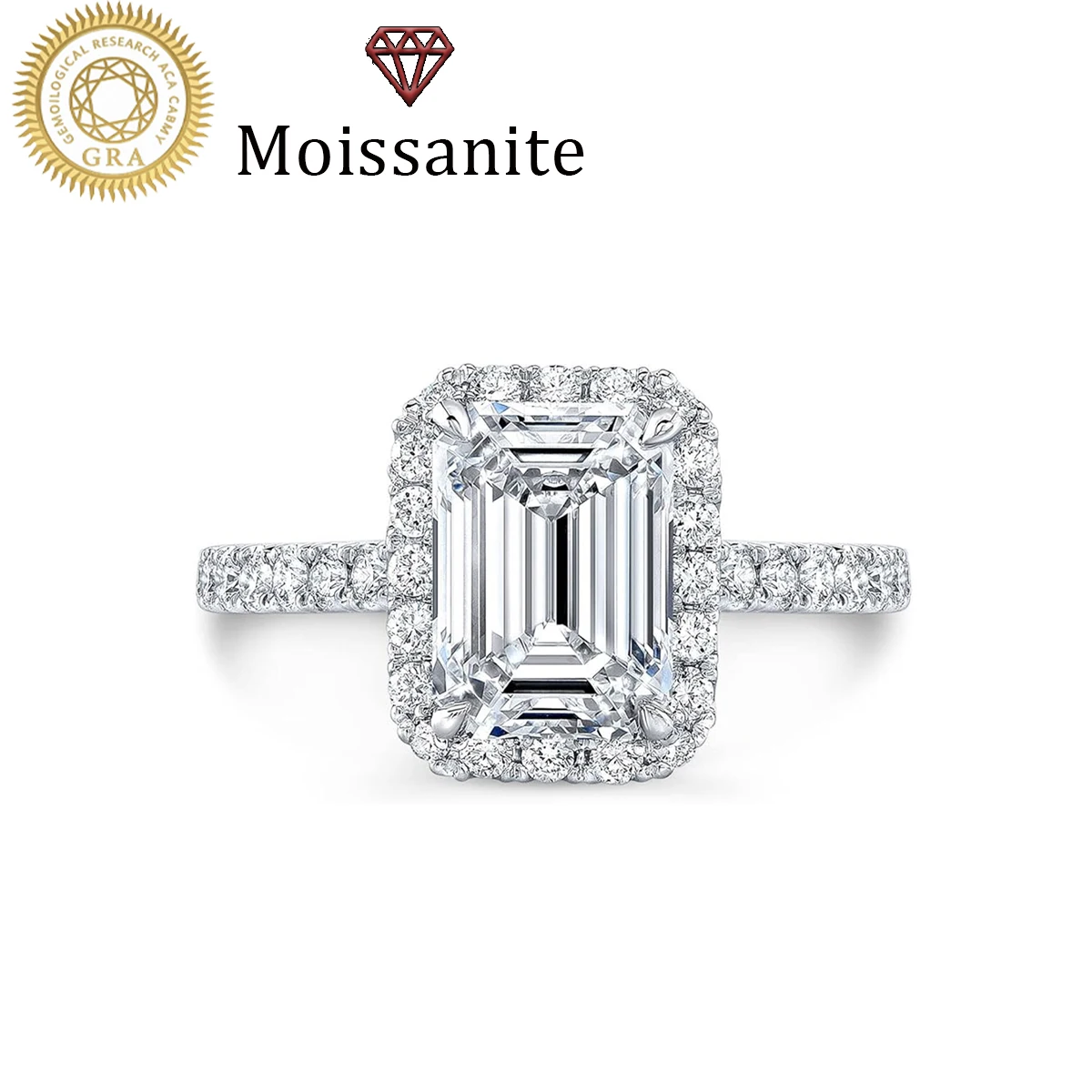 

1 Piece Women's Wedding Ring, Half-Set Sugar Cube Ring for Women, 2.6g S925 Sterling Silver, 2 Carat Moissanite, Bohemian, Palace Style, Engagement, Proposal, Wedding Anniversary, Valentine's Day Gift, Comes with Moissanite Certificate and Exquisite Gift 