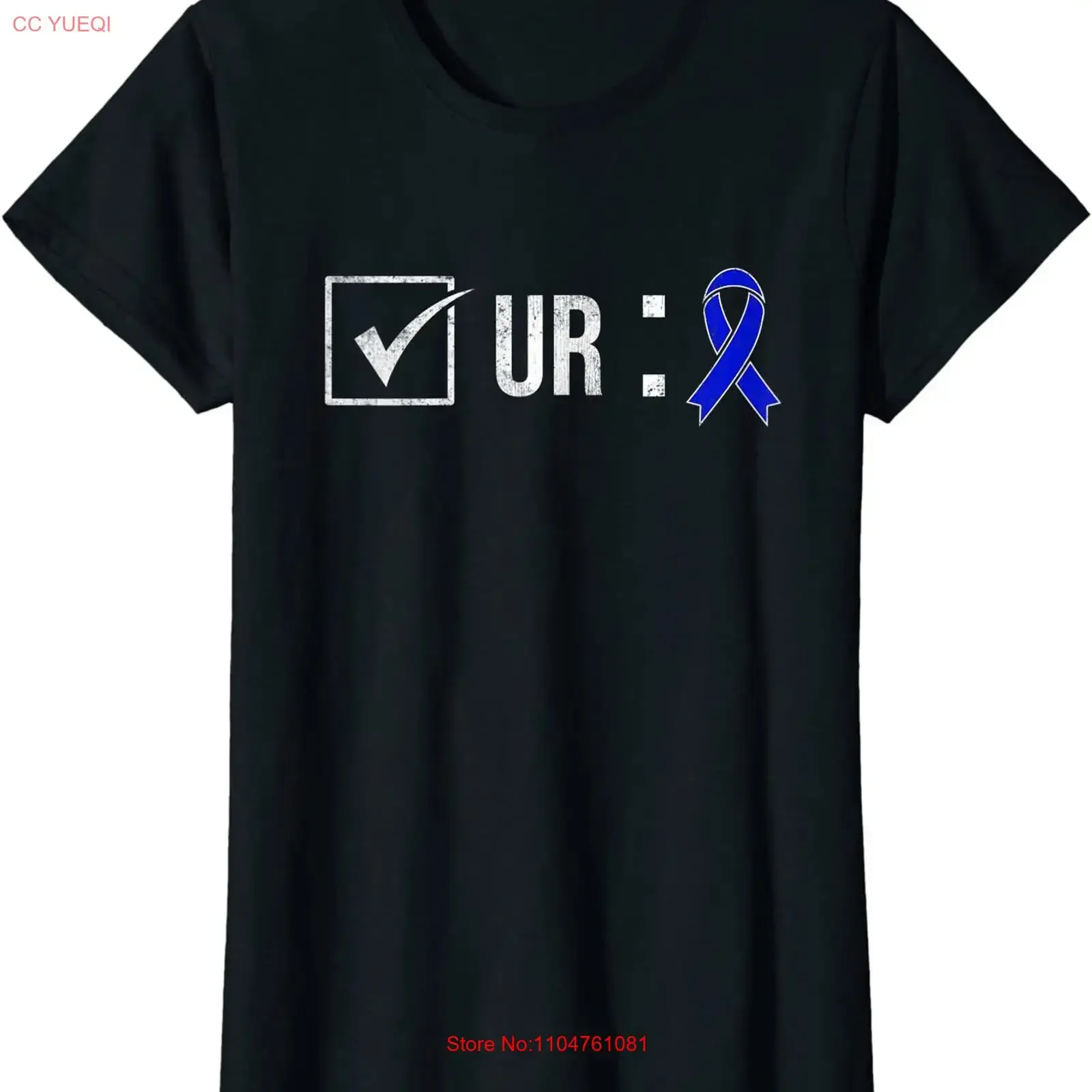 Check Your Colon Awareness Colonoscopy Blue Ribbon Ladies' Crewneck T Shirt vintage Washed Stretched fashion Slightly