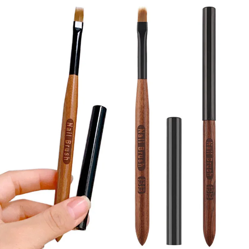 1Pc Runde Holz Griff UV Gel Polnischen Farbverlauf Acryl Nagel Zeichnung Stift Nagel Ombre Pinsel Nail art Malerei stift Pinsel