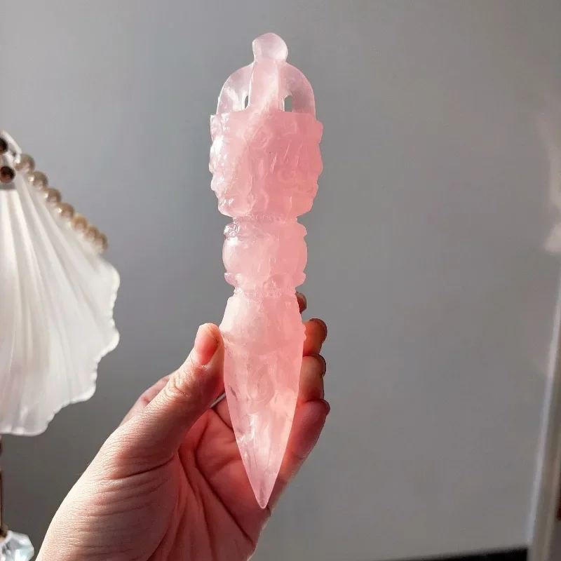 Mozambique powder crystal large Puba gang rough stone carving Tibetan magic tool just cast magic pestle ornament