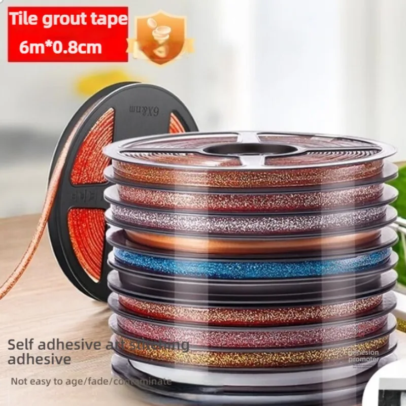 Cinta para huecos de azulejos de cerámica, impermeable, hermosa costura, pegatina autoadhesiva, línea para huecos de suelo y pared, tira decorativa de 6M