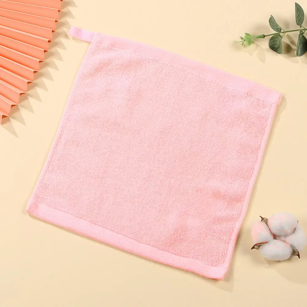 Hanging Square Towel Soft Bamboo Fiber Square Towel with Hanging Loop Quick Drying Super Absorbent Kids Hand for Kindergarten