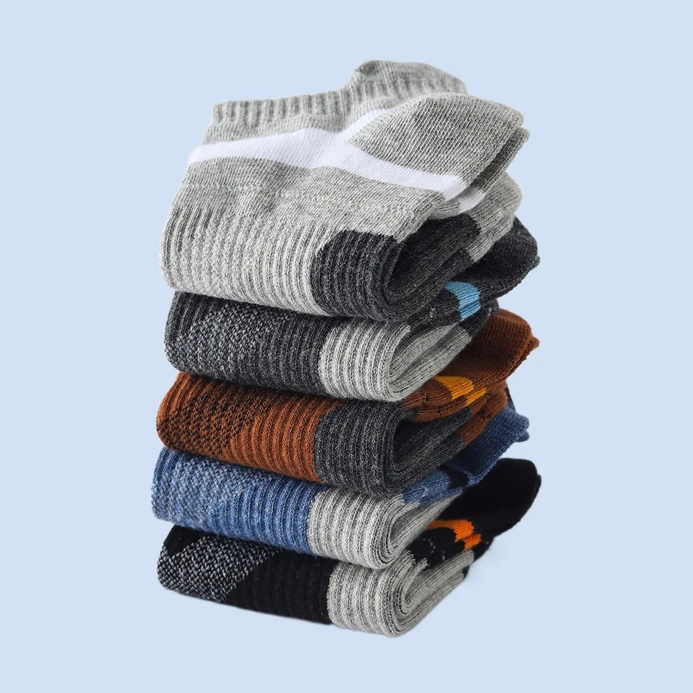 Chaussettes de dehors Courtes en Coton pour Homme, Décontractées, Respirantes, Noires, pour Course à Pied, Plein Air, Fitness, Été, Nouveau, 5 Paires