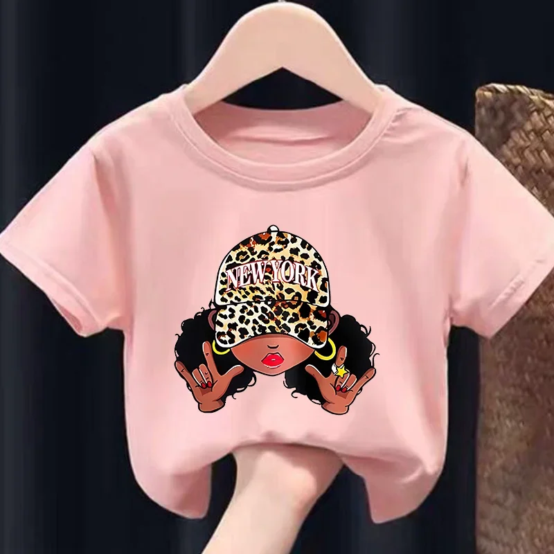 Children's T-shirts in The Summer Casual Trend, Featuring BLACK GIRL Print, Fashionable Round Collars and Short Sleeves Kids