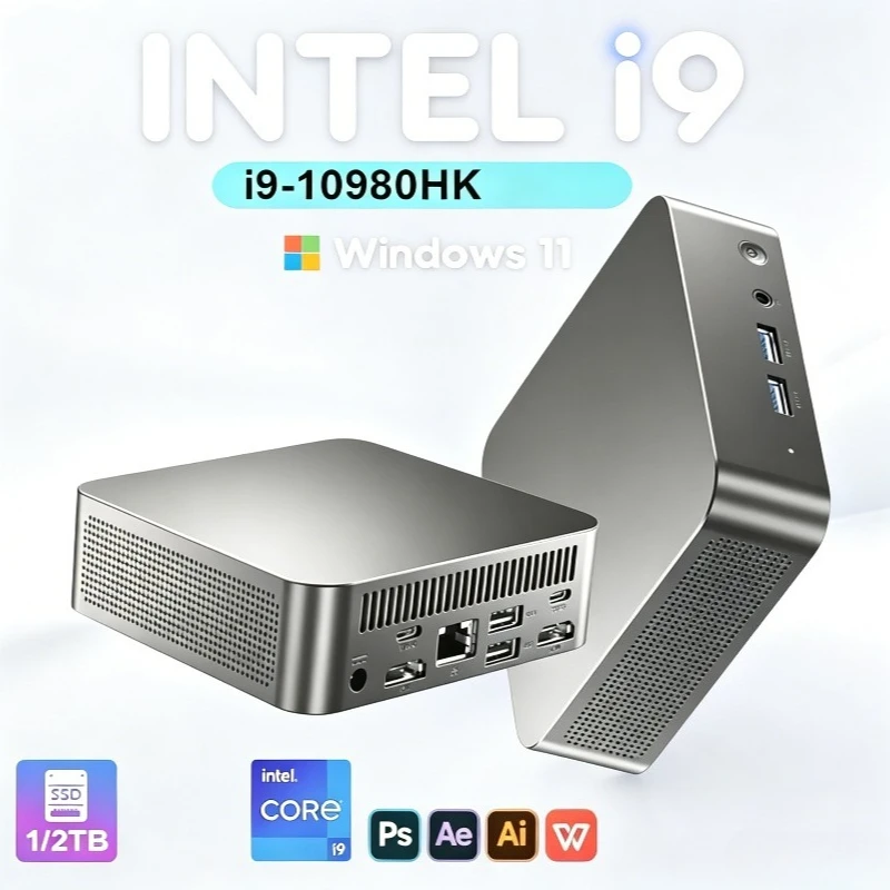 

2026 MINI PC Windows 11 Pro Core i9 10980HK RAM 16GB 1TB 2TB SSD WIFI 6 BT5.2 4K HD Mini Gaming Office Study Pc