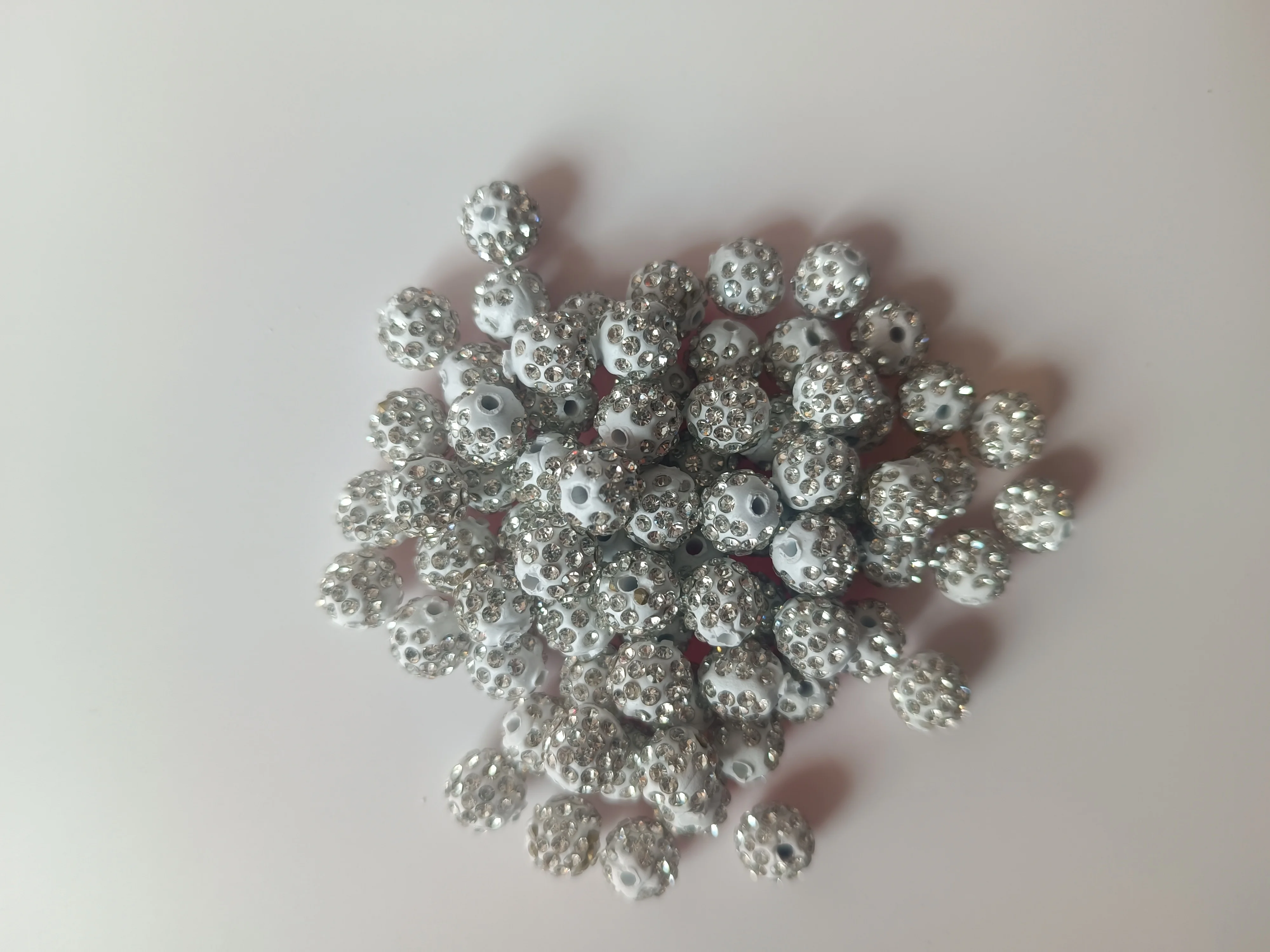 50pcs 4 6 8 10 12mm white  Ball Beads Clay Paved Crystal Disco Spacer Beads For DIY Jewelry  Necklace gh4s g4wdgf2we4d4gs dt4w