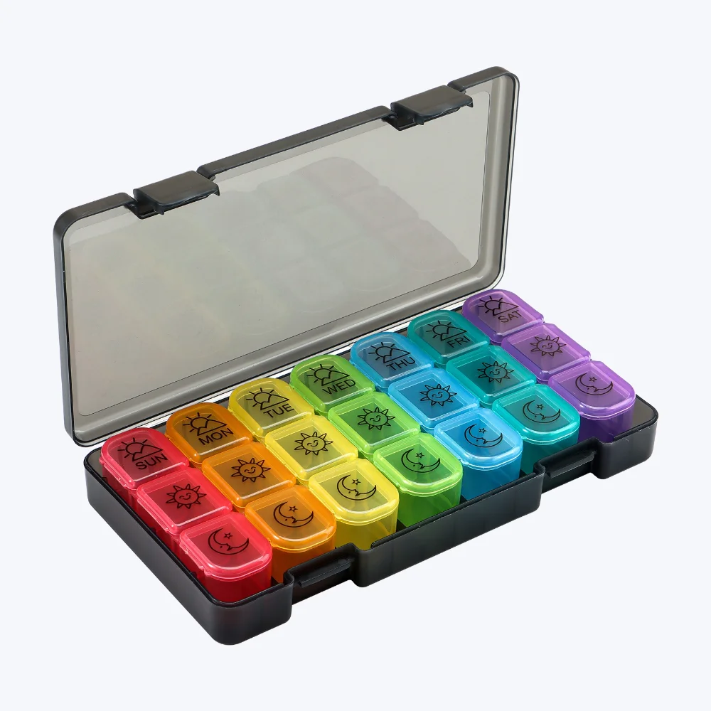 

Новый портативный дорожный органайзер с большими отделениями для таблеток, коробка-органайзер, 7 дней, 21 сетка, 3 раза в один день для витаминов, лекарств, рыбных масел