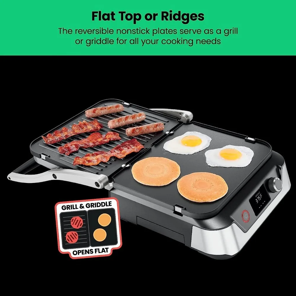 5-in-1 Digital Panini Press Grill Sandwich Maker and Griddle Grill Combo with Removable, Reversible Dishwasher-Safe Plates