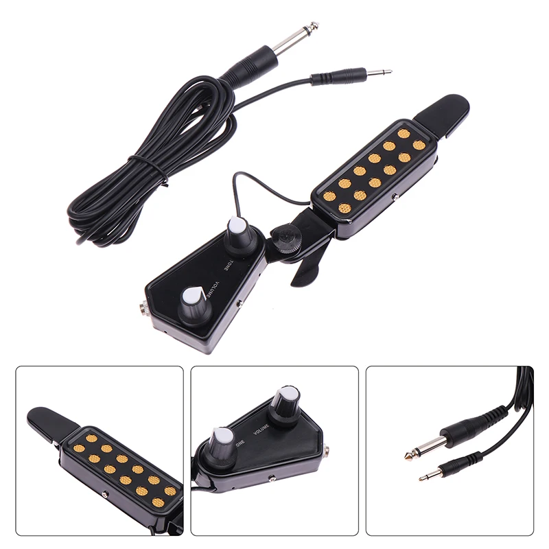 

12-hole Guitar Sound Hole Pickup Magnetic Transducer With Tone Volume Controller Audio Cable Guitar Parts &amp