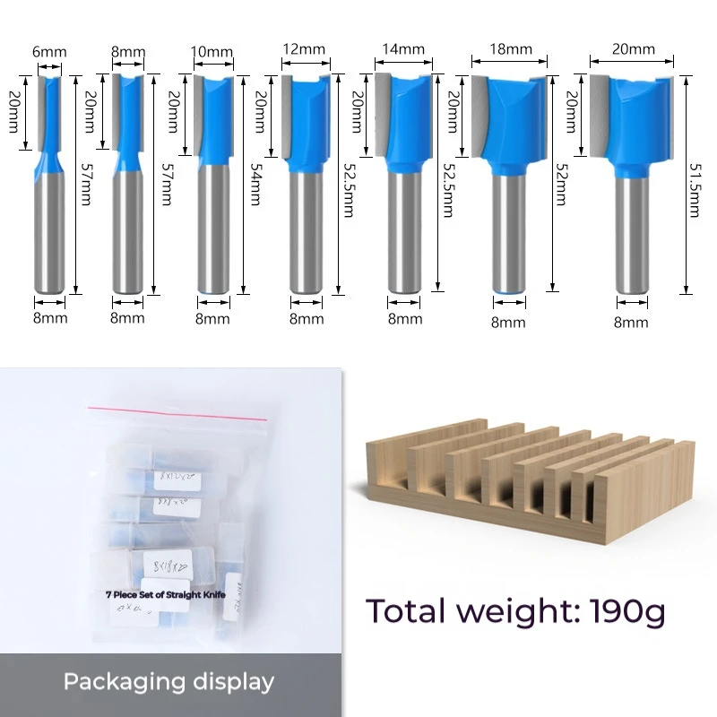 Imagem -05 - Straight Cut Router Brocas mm Shank Cortador de Corte de Madeira Dupla Flauta Carbide Straight Milling Cutter Bit Grupo Pcs