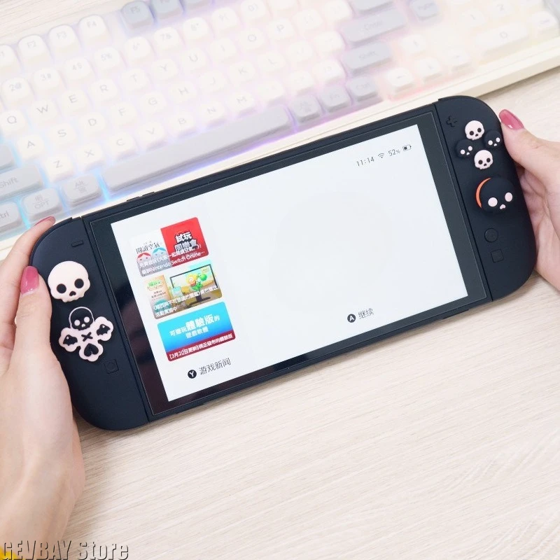 Skull Pattern Silicone Button Cover D Pad Cross Key ABXY Decor Skin for Switch 2/NS Lite Oled Joy-con Thumb Stick Grip Cap Cover