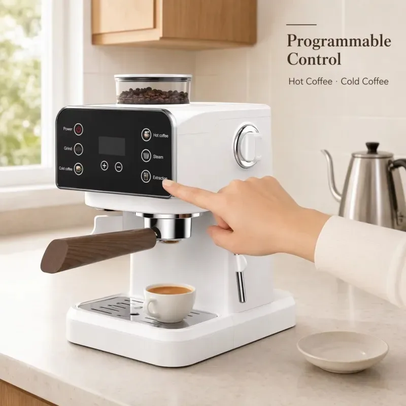 STLF Semi-automatic espresso machine 1.5L removable water tank 20 bar pressure coffee machine with coffee bean storage