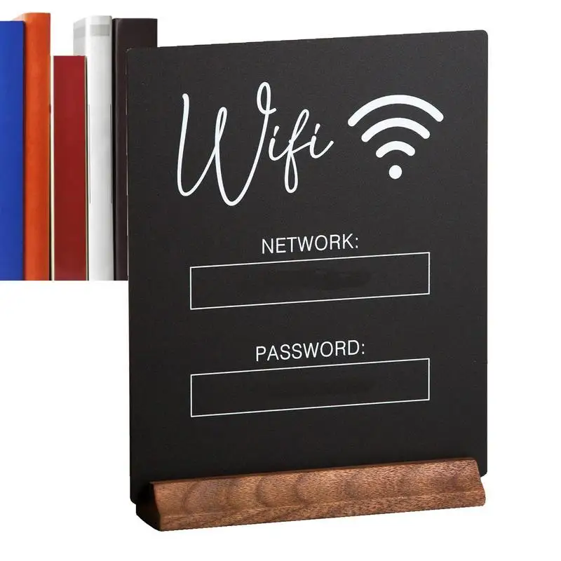 Wifi Sign 3d Acrylic Board With Wooden Base Public Shope Signage Restaurant WiFi Sign For Handwriting Account & Password