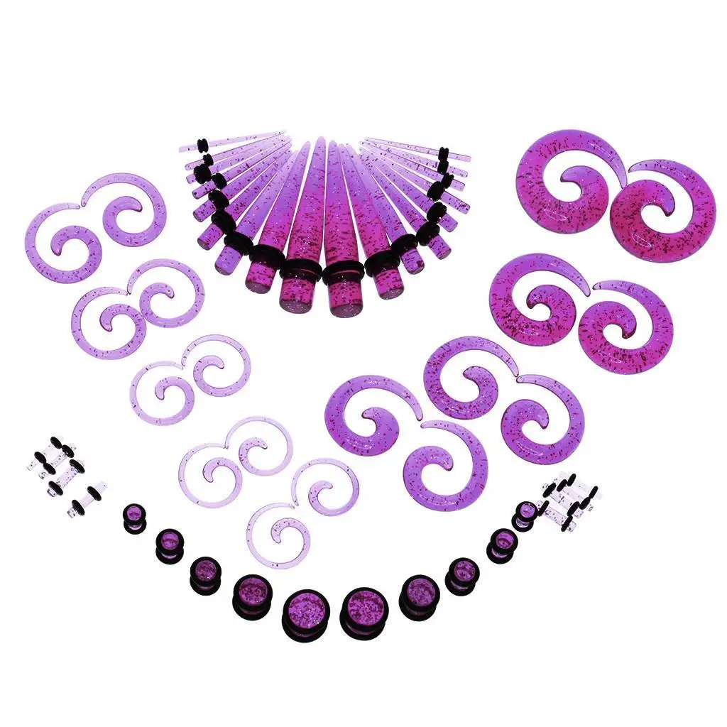 Ear Gauges Stretching Kit Acrylic Spiral Ear Tunnels Set Tapers Expanders for Ear Expansions