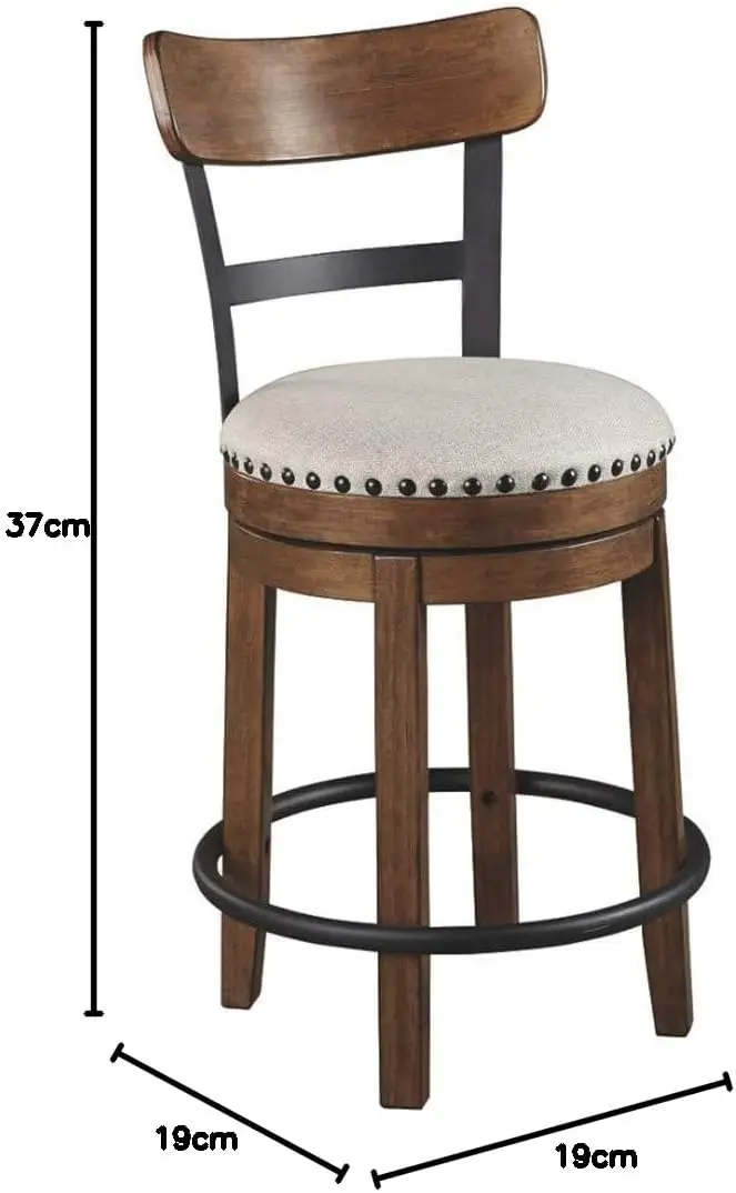 Design by Ashley Rustic Farmhouse 24.5” Counter Height Swivel Bar Stool, Brown