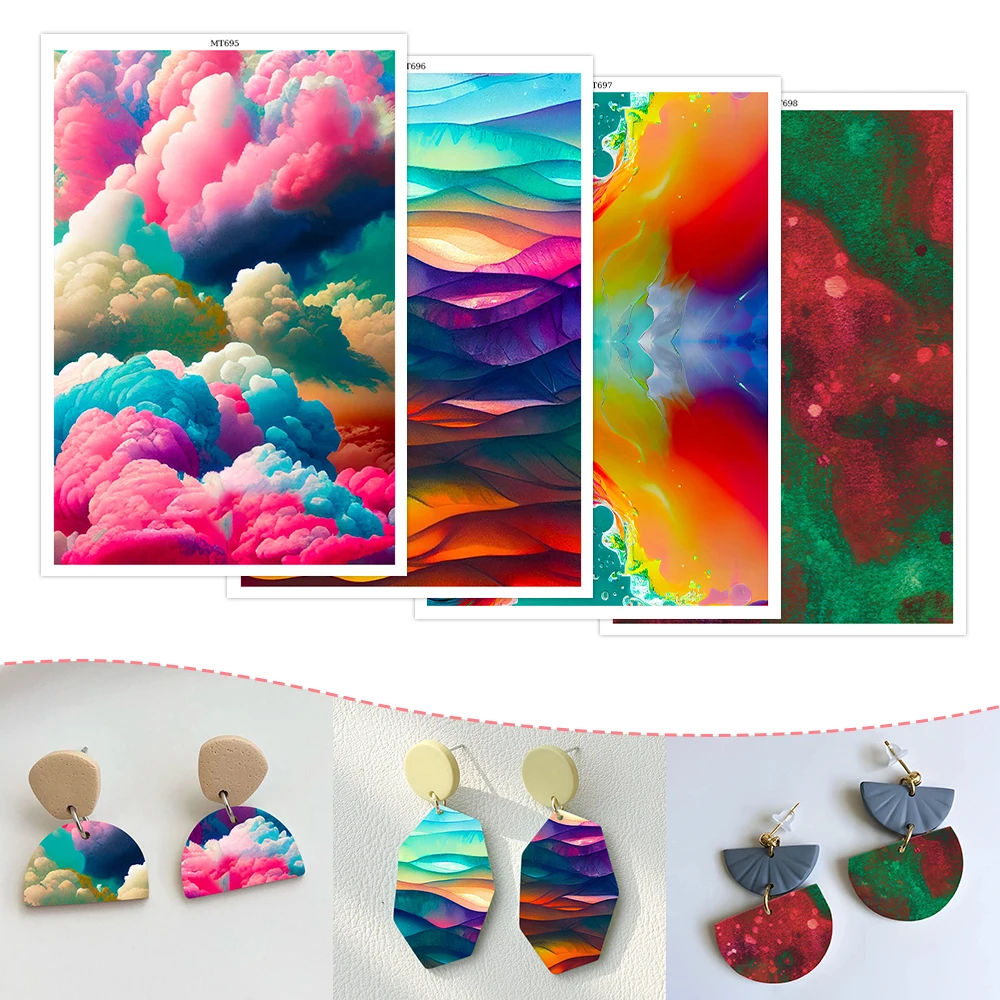 

Soft Ceramic Earrings Water Soluble Disposable Stickers Colorful Clouds Rainbow Abstract For DIY Jewelry Making Decal 2025