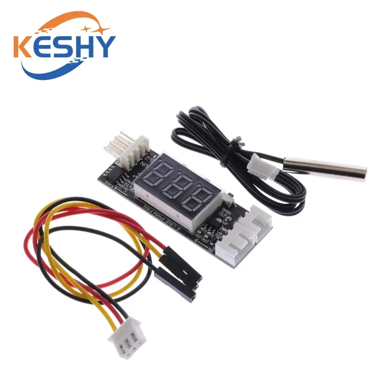 DC 12V 4 Wire PWM Fan Temperature Control Governor Temperature Speed Digital Display Support 3A Fan On/Off Control
