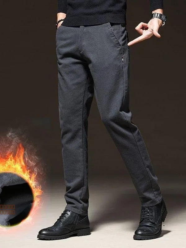 

Мужские повседневные утепленные эластичные брюки прямого кроя для осени и зимы, модные деловые повседневные брюки для прогулок