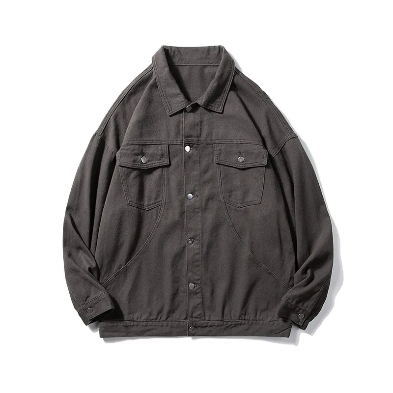 2025 New Spring Autumn Men's Denim Jackets Casual Streetwear Outerwear Solid Color Single Breasted Turn Down Collar Denim Jacket