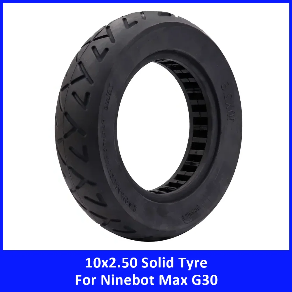 10 Inch 10x2.50 Solid Tyre for Ninebot Max G30 Damping Tubeless Tire Replacement Electric Scooter Accessories Front Rear Wheels
