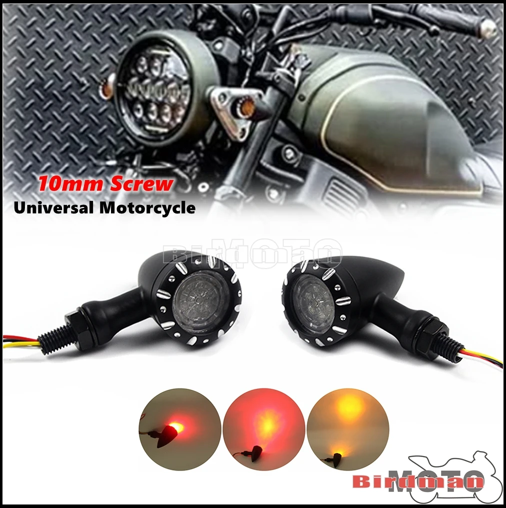 

Universal 10mm Bolt Mount 3 in1 LED Turn Signal Light Motorcycle Bullet Indicator Lamp For Harley Honda Suzuki Yamaha Kawasaki