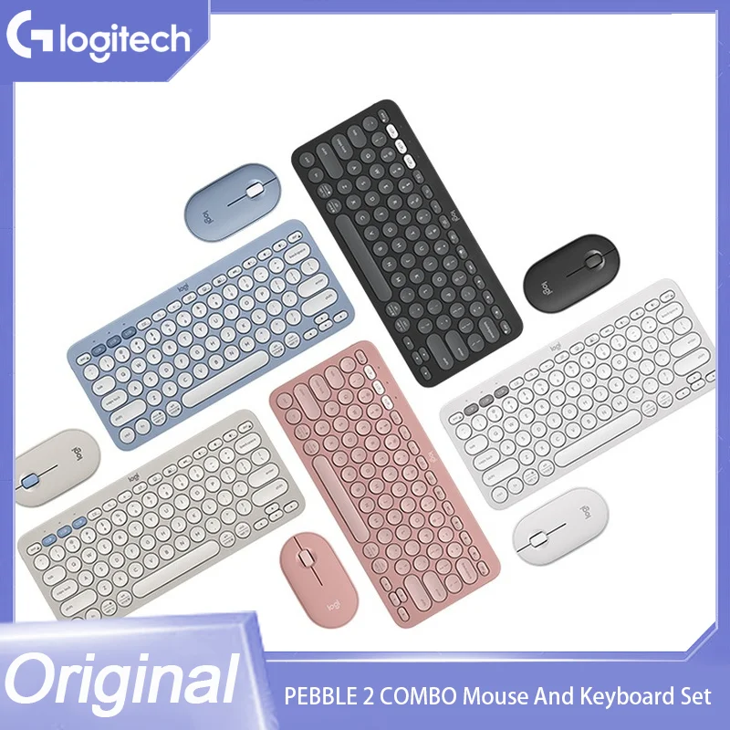 

Logitech Pebble 2 COMBO Bluetooth Wireless Keyboard Pebble Wireless Bluetooth Mouse For Multi-Device Windows Pad Android Ios